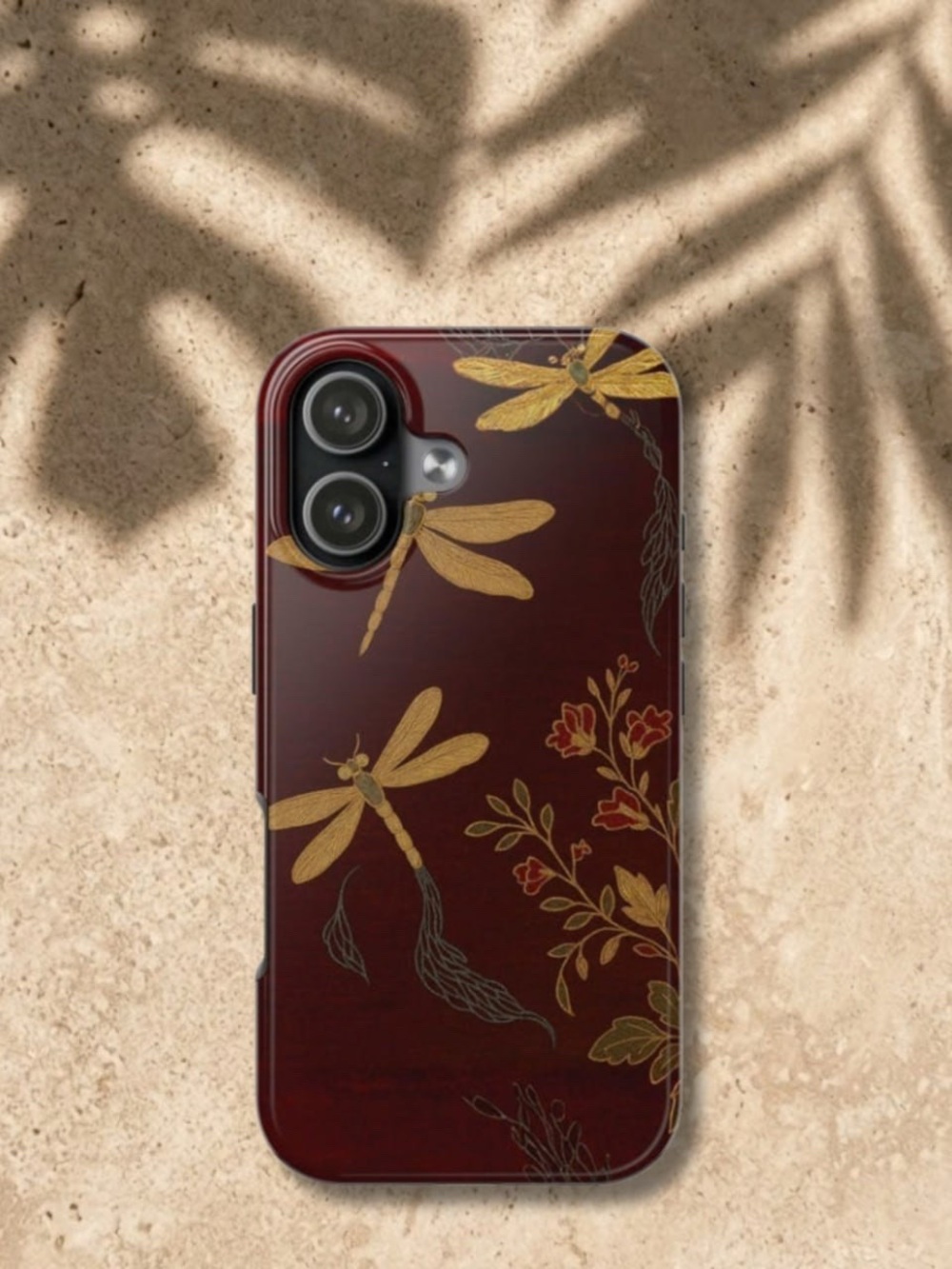 Decorative Burgundy Dragonfly Phone Case - Compatible Cell Phone Accessory